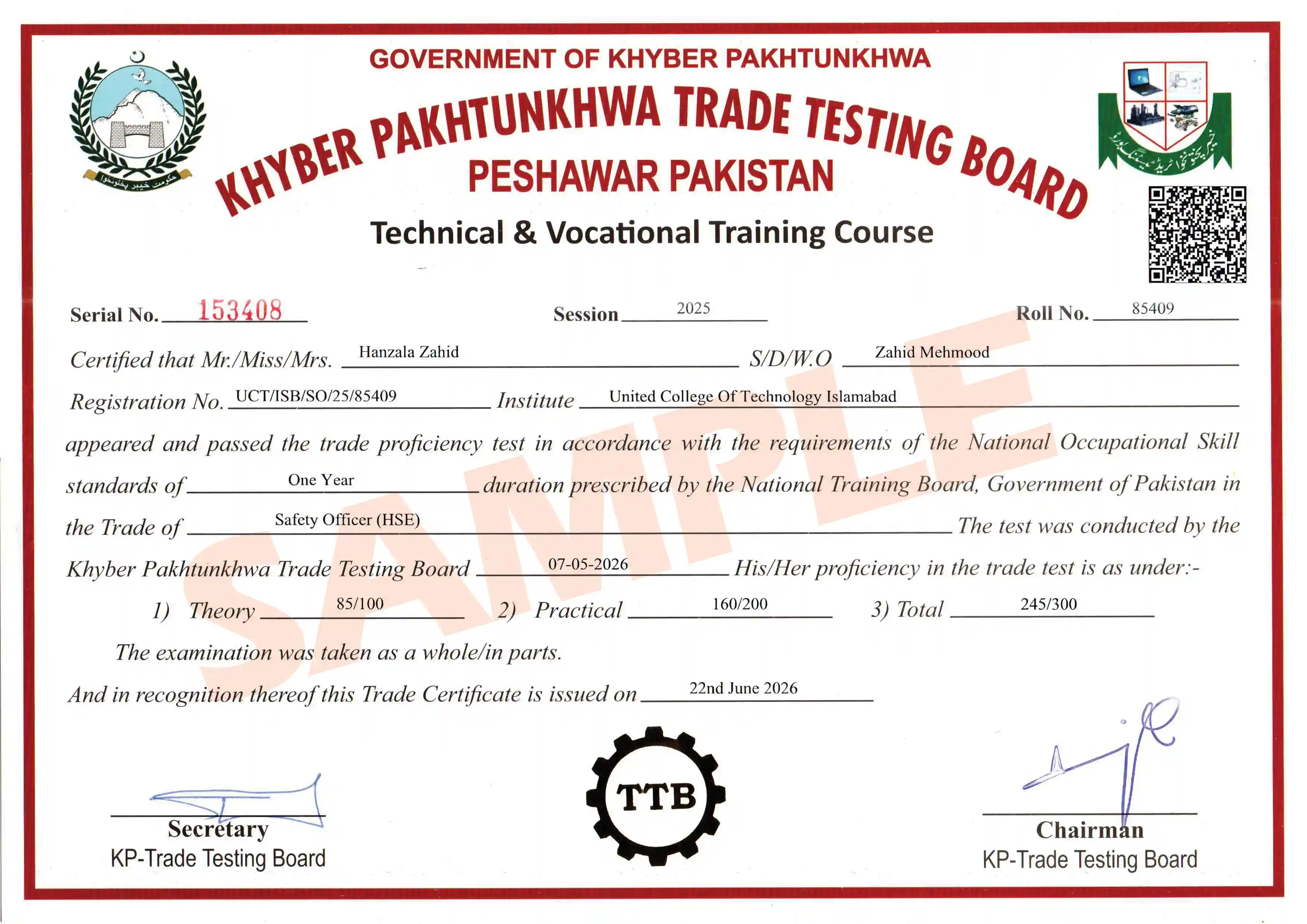 United College of Technology Safety Officer Certificates